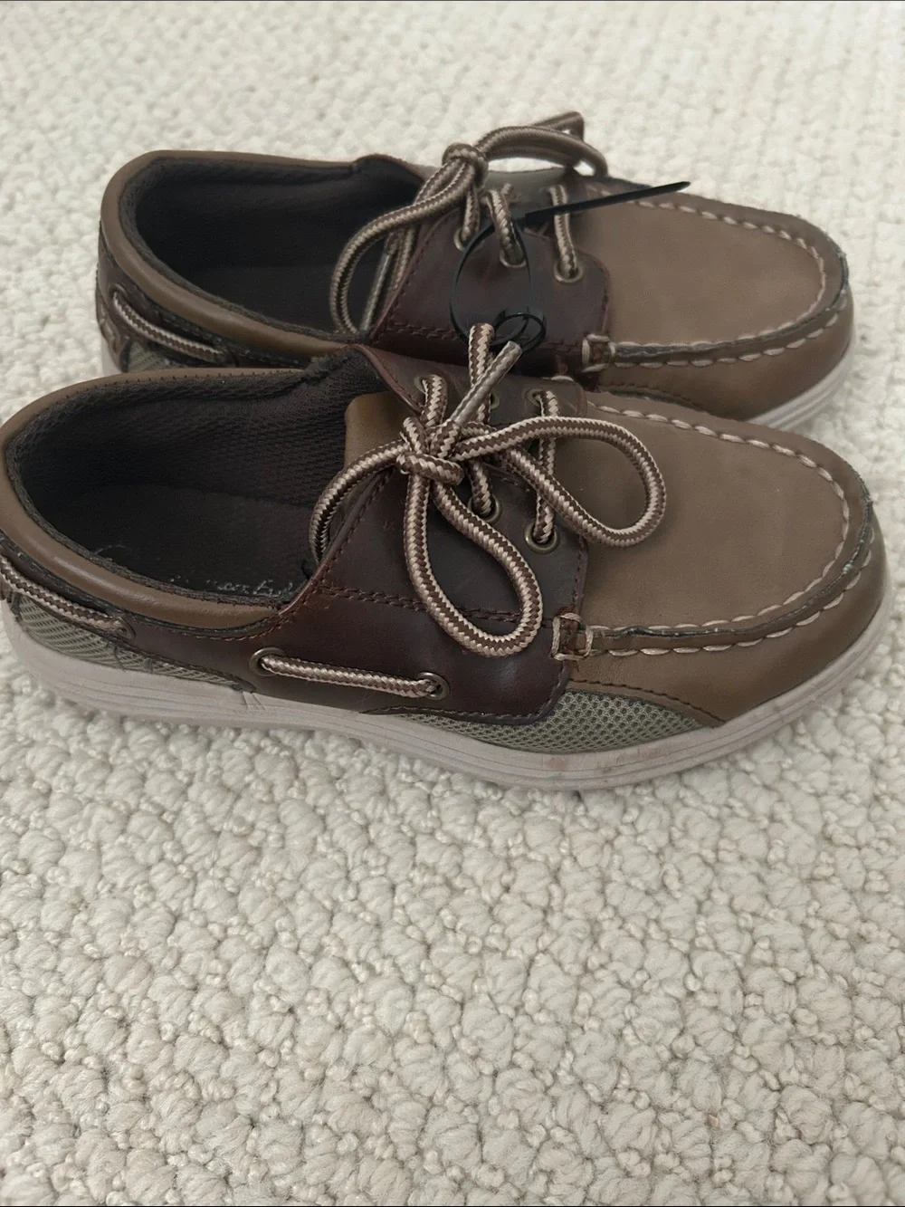 American Eagle Brown and Tan Kids Boat Shoes